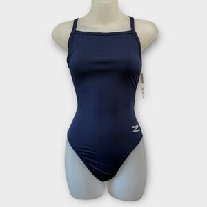 NWT Speedo Women's Solid Flyback Training One Piece Blue size 6